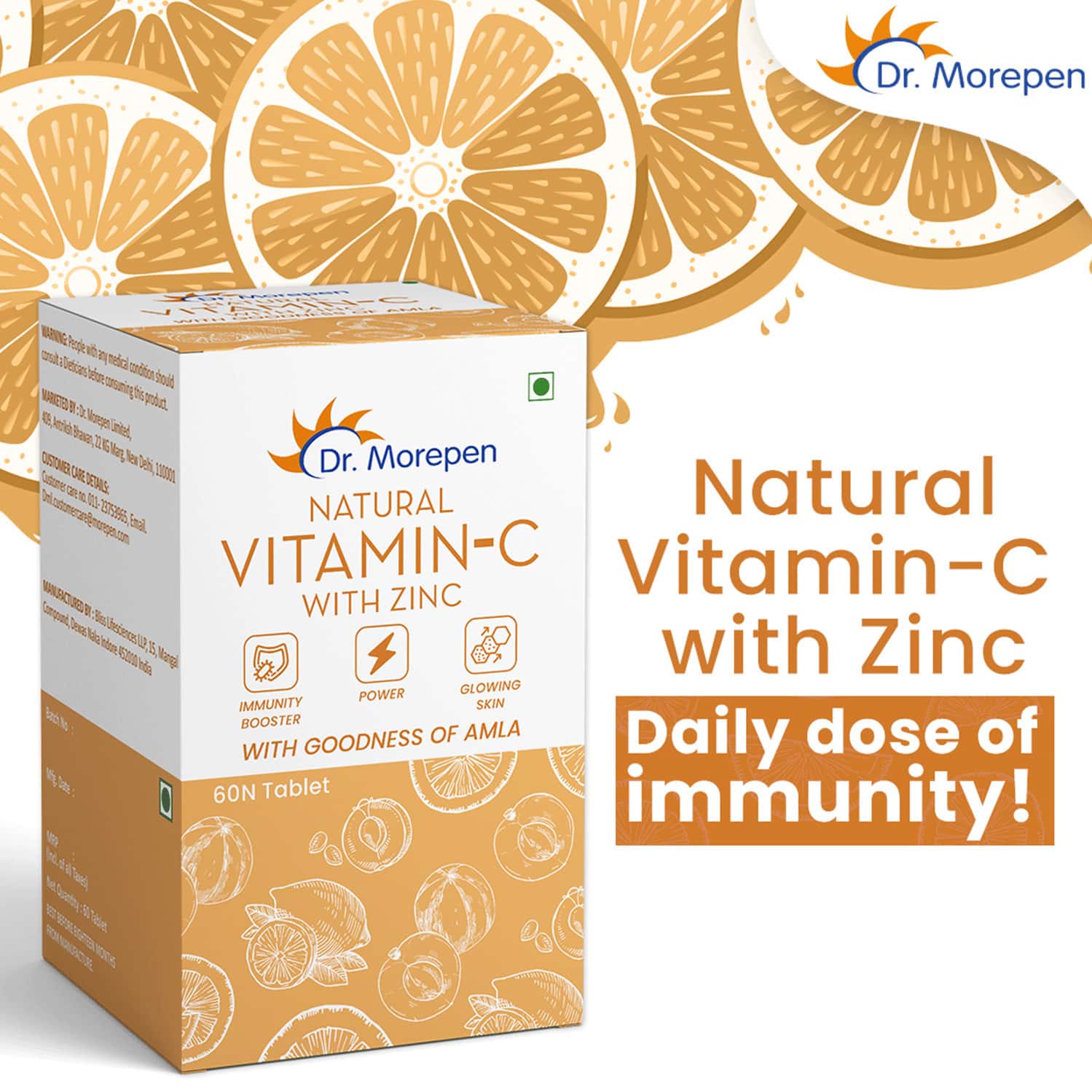 Buy DR. MOREPEN NATURAL VITAMIN C WITH ZINC TABLETS FOR IMMUNITY