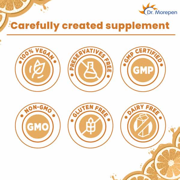 Dr. Morepen Natural Vitamin C With Zinc Tablets For Immunity & Glowing Skin - 60 Veg Tablets