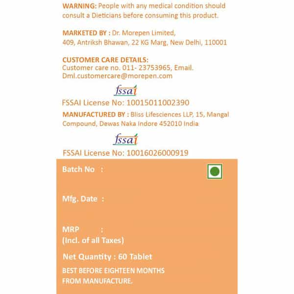 Dr. Morepen Natural Vitamin C With Zinc Tablets For Immunity & Glowing Skin - 60 Veg Tablets