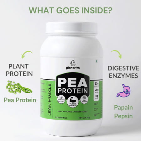 Plantvita Pea Protein - 1kg Jar Unflavoured & Unsweetened