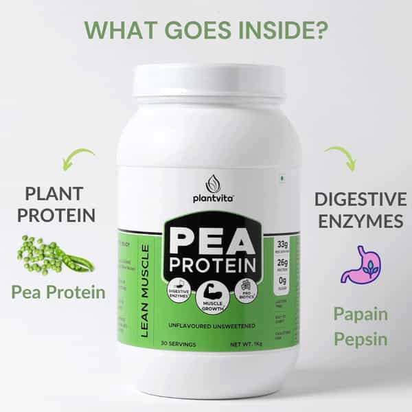 Plantvita Pea Protein - 1Kg Jar Unflavoured & Unsweetened