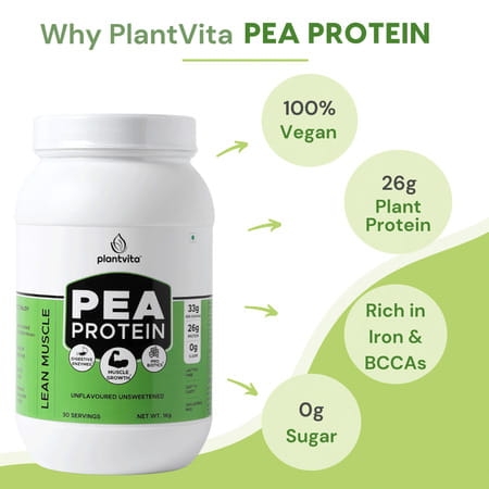Plantvita Pea Protein - 1kg Jar Unflavoured & Unsweetened