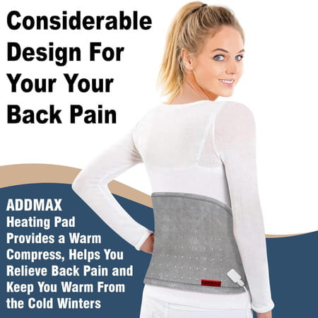 Addmax Electric Heating Pad - Orthopaedic Heating Belt For Back Cramps Waist Pain Relief