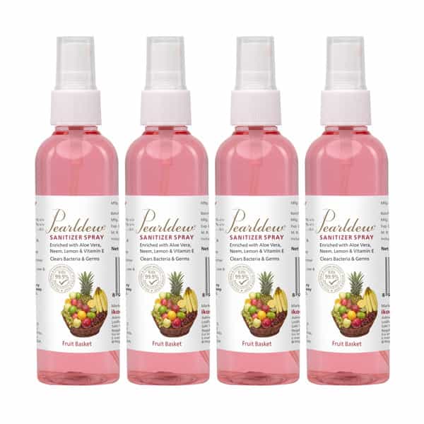 Pearldew Sanitizer Spray (Fruit Basket) 120 Ml | Aloe & Neem | Paraben Free (Pack Of 12)