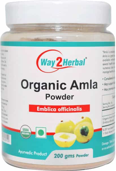 Way2herbal Organic Amla Powder - Indian Gooseberry - 200 Gms For Hair & Skin Care