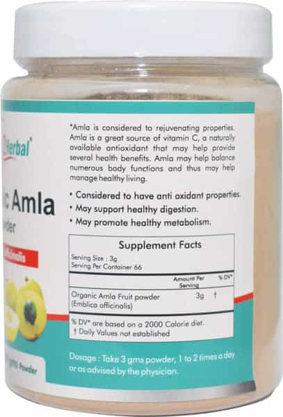Way2herbal Organic Amla Powder - Indian Gooseberry - 200 Gms For Hair & Skin Care