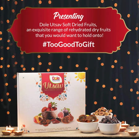 Dole Utsav Select Premium Dried Fruits Gift Pack Mediterranean Figs Dates Apricots 476g