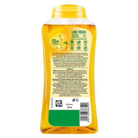 Dettol Lime Fresh Body Wash And Shower Gel Bottle For Women And Men | 250ml