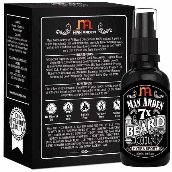 Man Arden 7X Beard Oil 30Ml (Hydra Sport) - 7 Premium Oils For Beard Growth & Nourishment