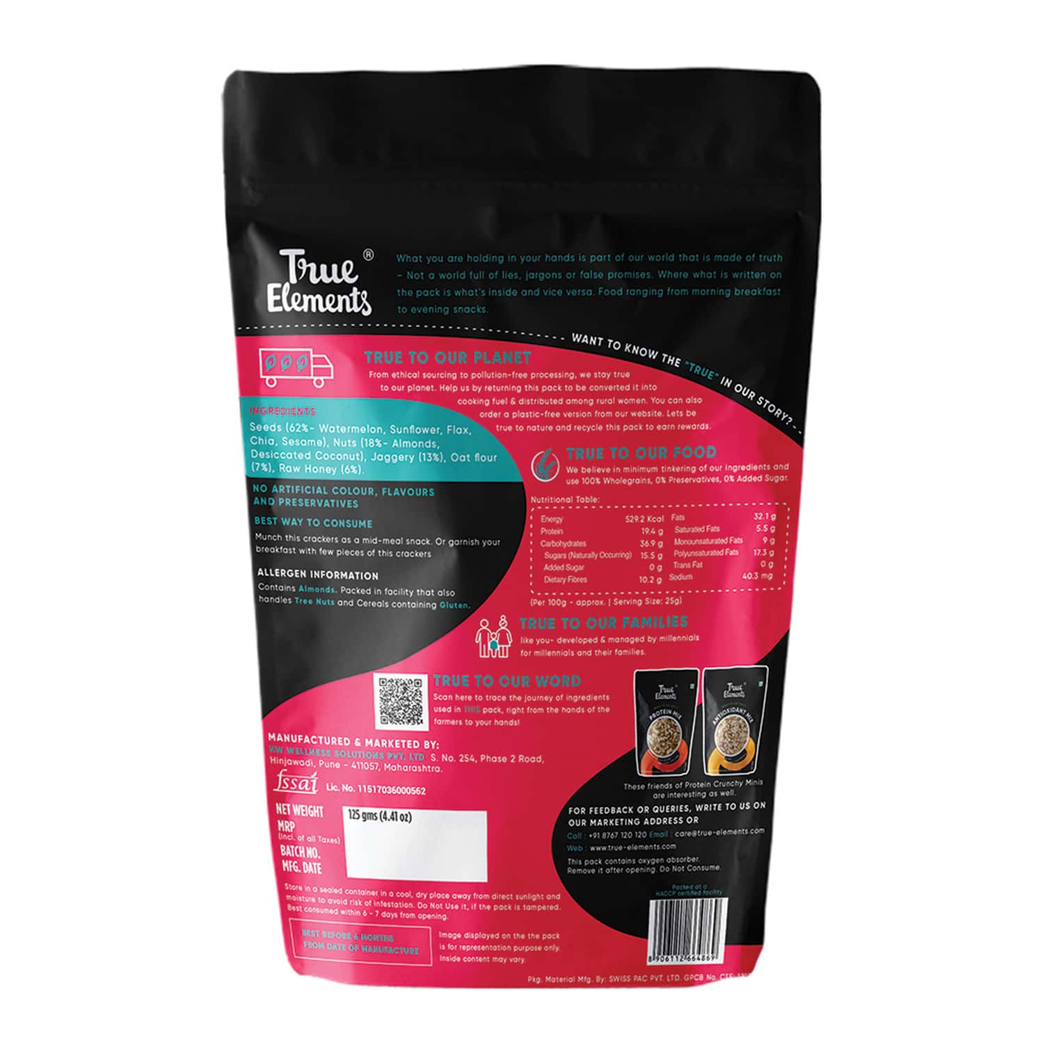 Buy TRUE ELEMENTS PROTEIN CRUNCHY MINIS 125GM Online & Get Upto 60 OFF