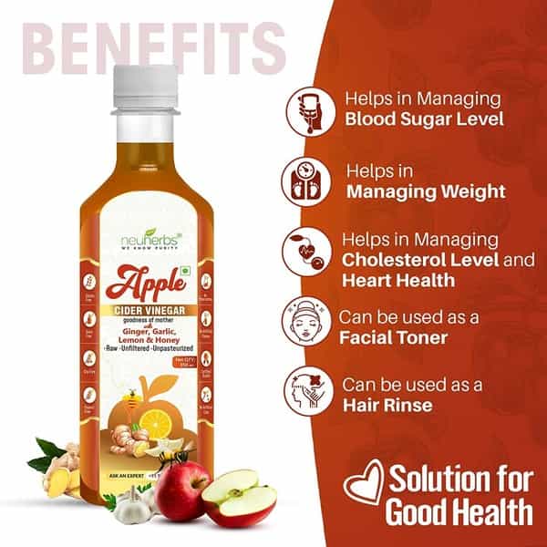 Neuherbs Apple Cider Vinegar With Ginger Garlic Lemon & Honey - 350Ml