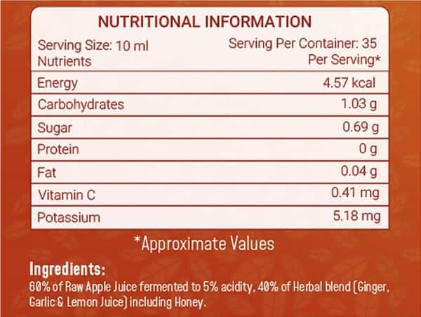Neuherbs Apple Cider Vinegar With Ginger Garlic Lemon & Honey - 350Ml