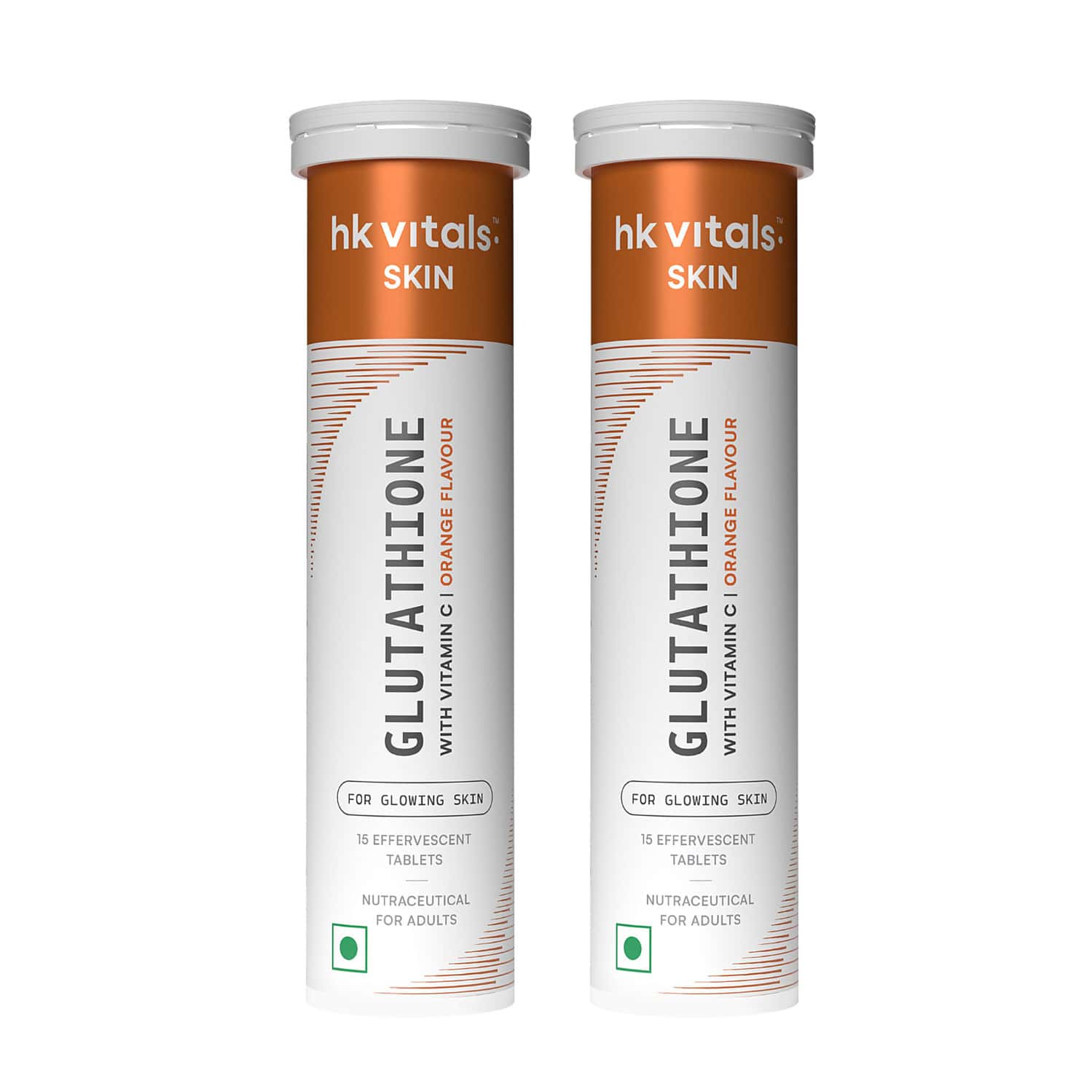 Hk Vitals Glutathione | L-glutathione Effervescent Tablet | Orange | 15n (pack Of 2)