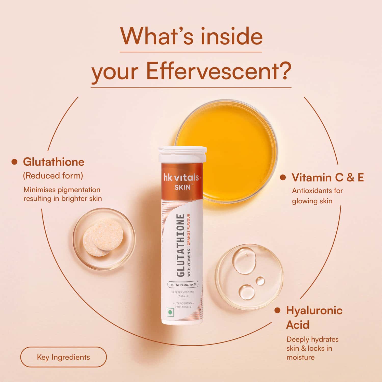 Buy HK VITALS GLUTATHIONE | L-GLUTATHIONE EFFERVESCENT TABLET | ORANGE