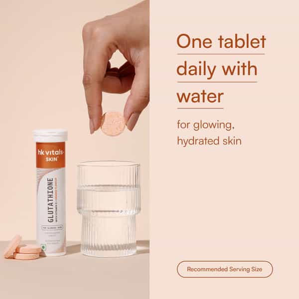 Hk Vitals Glutathione | L-Glutathione Effervescent Tablet | Orange | 15N (Pack Of 2)