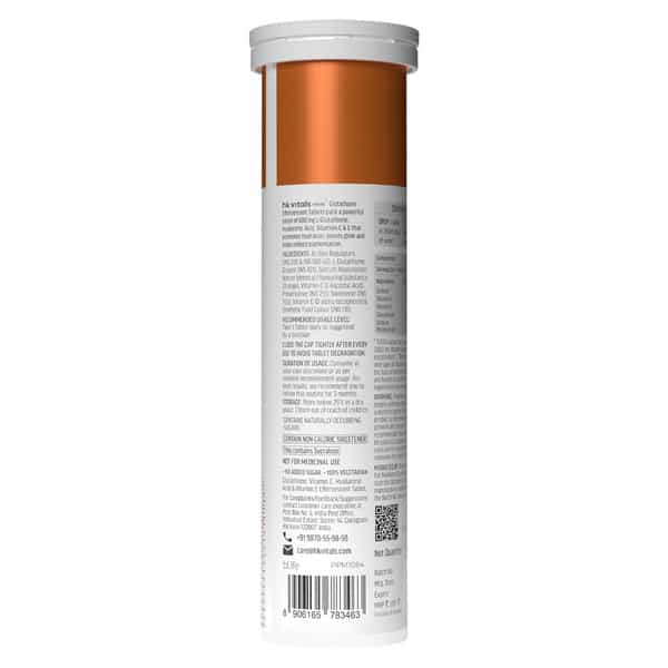 Hk Vitals Glutathione | L-Glutathione Effervescent Tablet | Orange | 15N (Pack Of 2)