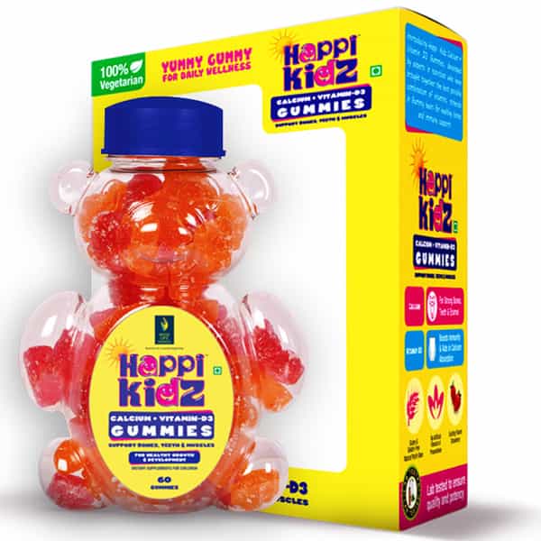 Happi Kidz Nutrition For A Healthy Beginning Calcium + Vitamin D For Kids (60 Gummy Bears)Strawberry