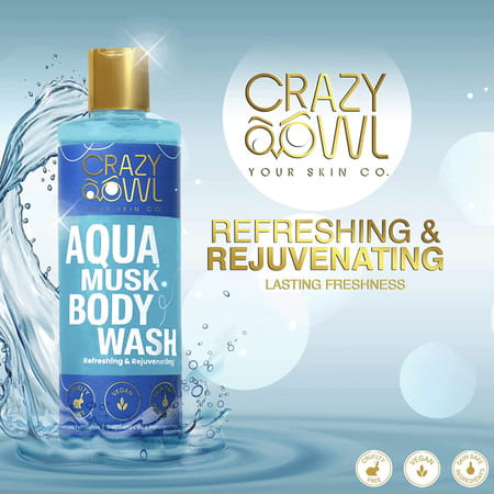 Crazy Owl Aqua Musk + Mint & Tea Tree Body Wash Combo Pack Long Lasting Fragrance & Freshness