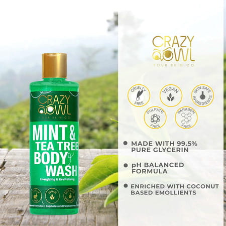 Crazy Owl Aqua Musk + Mint & Tea Tree Body Wash Combo Pack Long Lasting Fragrance & Freshness