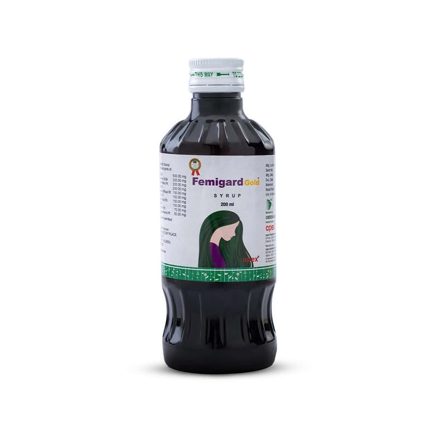 Green Milk Femigard Gold Syrup | Herbal Women'S Tonic For Menstrual Health & Cycle Balance | 200 Ml