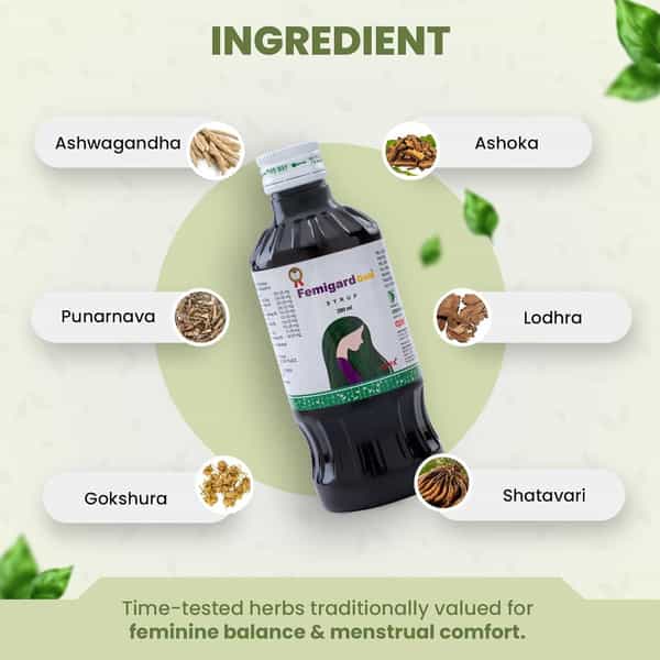 Green Milk Femigard Gold Syrup | Herbal Women's Tonic For Menstrual Health & Cycle Balance | 200 Ml