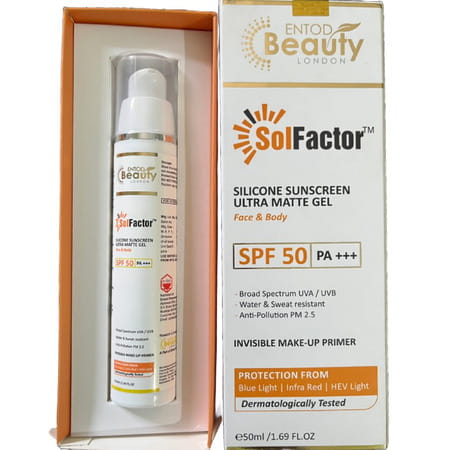 Solfactor Spf 50 Pa+++ Silicone Sunscreen Ultra Matte Gel 50 Ml