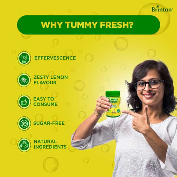 Tummy Fresh Lemon Flavour Sugar Free For Healthy Digestive System Bottle Of 100Gm Powder