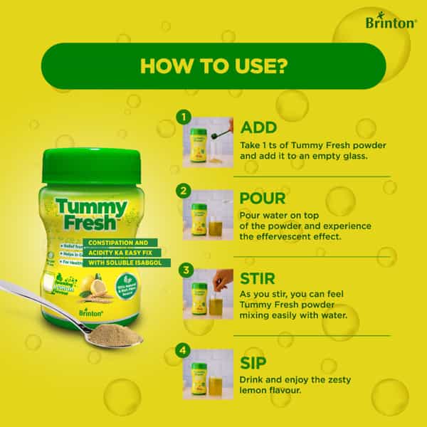 Tummy Fresh Lemon Flavour Sugar Free For Healthy Digestive System Bottle Of 100Gm Powder