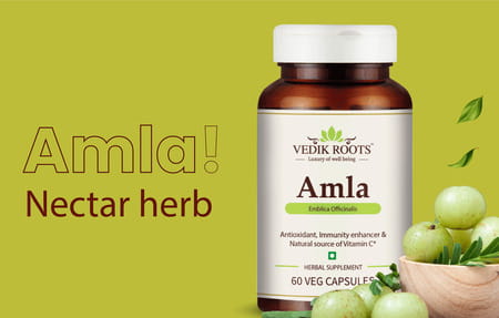 Vedikroots Amla 450 Mg 60 Capsules 100% Organic | Antioxidant Immunity Enhancer (Pack Of 3