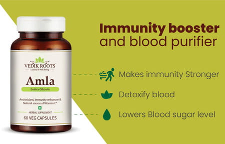Vedikroots Amla 450 Mg 60 Capsules 100% Organic | Antioxidant Immunity Enhancer (Pack Of 3