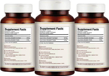 Vedikroots Amla 450 Mg 60 Capsules 100% Organic | Antioxidant Immunity Enhancer (Pack Of 3