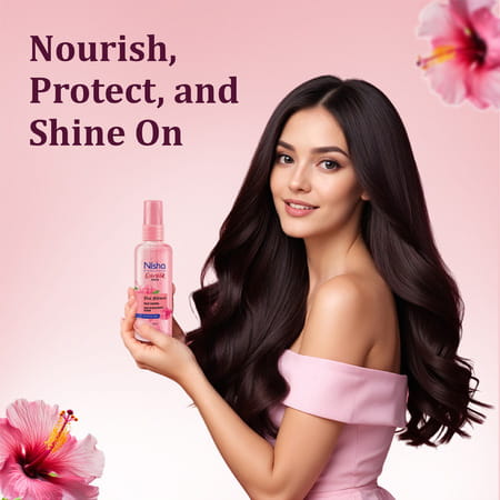 Nisha Hair Serum 100Ml - Eversilk Pink Hibiscus For Dull & Frizzy Hair - Professional