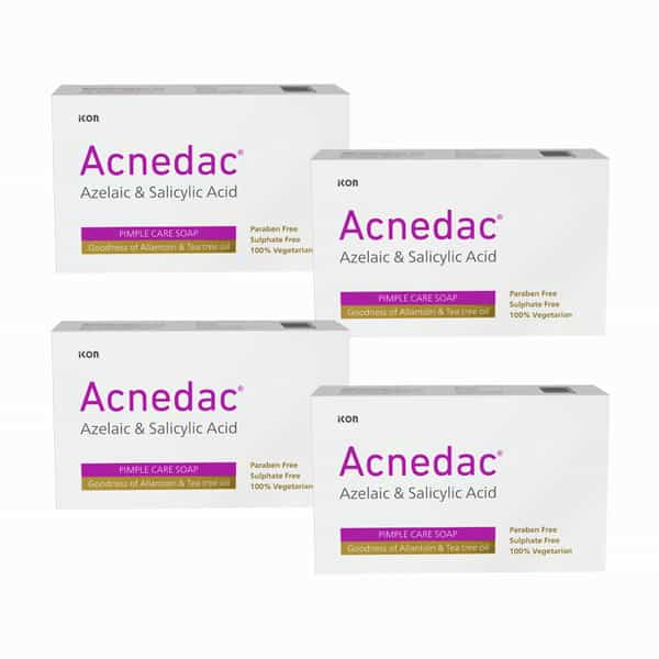 Acnedac Antiacne & Antipimple Soap 75 Gm | Aloe & Salicylic Acid (Pack Of 4)