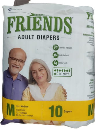 Friends Easy Adult Diaper | Tape Style | (M) 72-130cm | Packet | 10 No'S