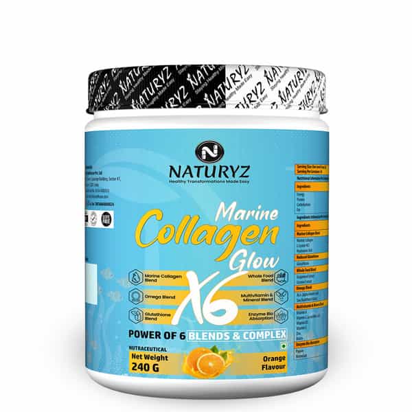 Naturyz Marine Collagen Glow X6 With Omega Glutathione For Skin | Hair | Nails | Bones - 200G