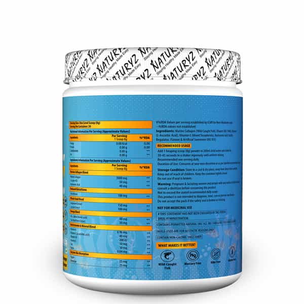 Naturyz Marine Collagen Glow X6 With Omega Glutathione For Skin | Hair | Nails | Bones - 200G