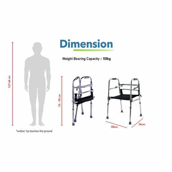 Everactiv Foldable Walker With Detachable Walker Bag
