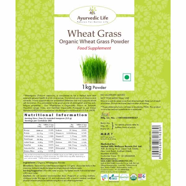 Ayurvedic Life Wheatgrass 1 Kg Powder Value Pack Of 2