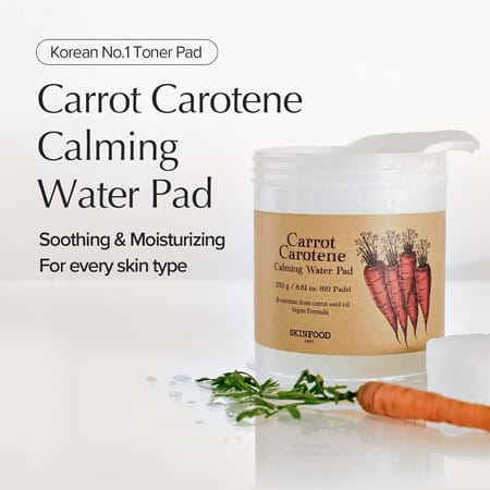 Skinfood Carrot Carotene Calming Water Toner Pads - 100% Cotton - 8.81 Oz (60 Pads)