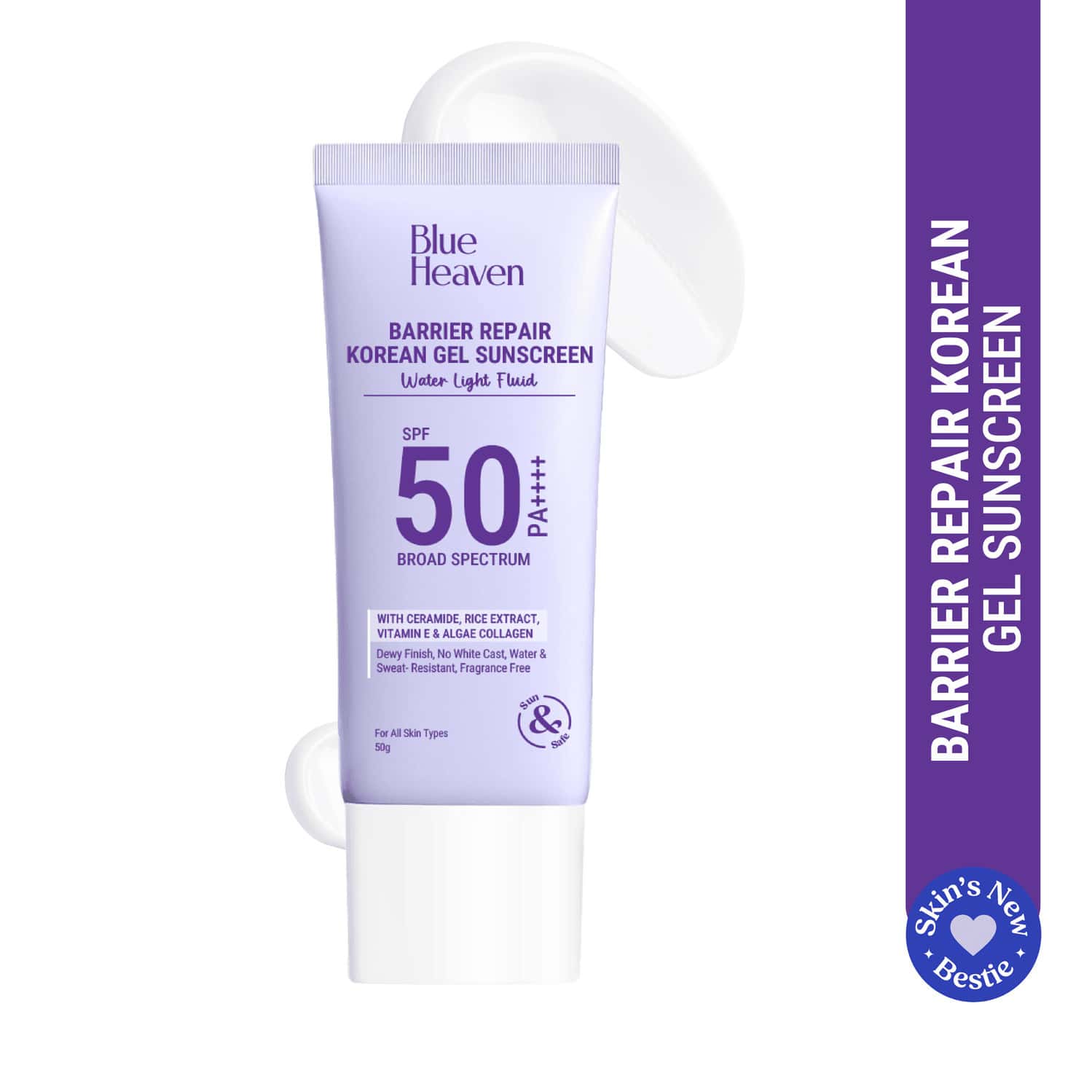 Blue Heaven Barrier Repair Korean Gel Sunscreen Spf 50 Pa ++++| Uva & Uvb Sun Protection | 50g