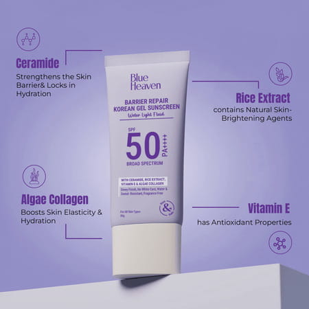 Blue Heaven Barrier Repair Korean Gel Sunscreen Spf 50 Pa ++++| Uva & Uvb Sun Protection | 50g