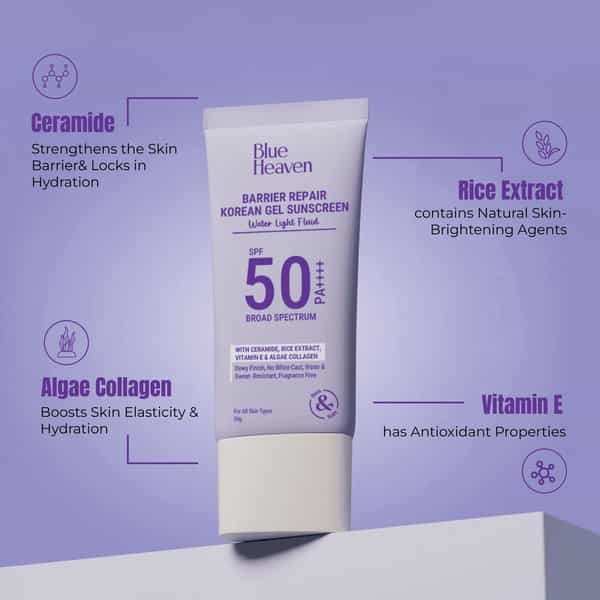 Blue Heaven Barrier Repair Korean Gel Sunscreen Spf 50 Pa ++++| Uva & Uvb Sun Protection | 50G