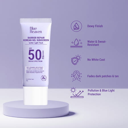 Blue Heaven Barrier Repair Korean Gel Sunscreen Spf 50 Pa ++++| Uva & Uvb Sun Protection | 50g
