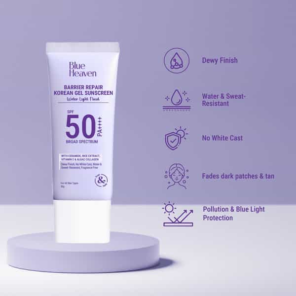 Blue Heaven Barrier Repair Korean Gel Sunscreen Spf 50 Pa ++++| Uva & Uvb Sun Protection | 50G