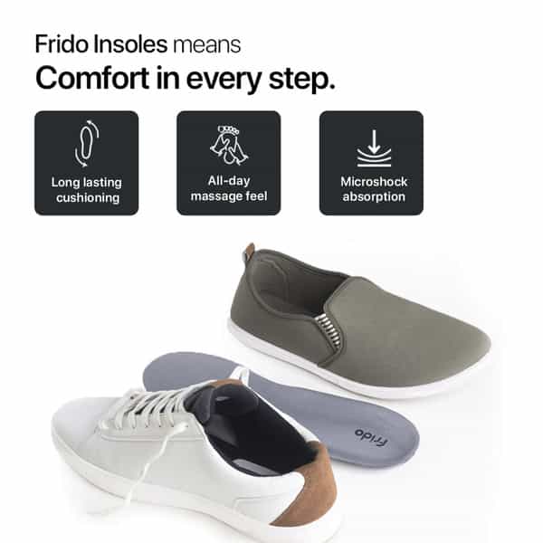 Frido Dual Gel Insoles| Unisex Shoe Inserts For Work And Casual Shoes|Sizes 5-9 Uk|Pack Of 1 Pair