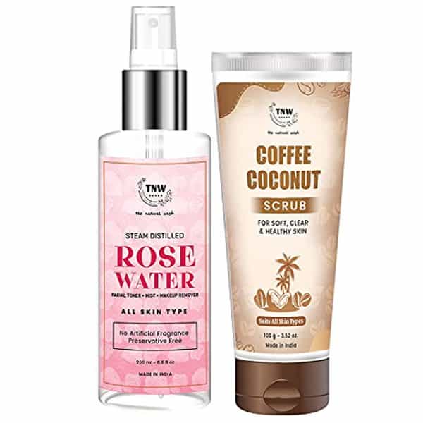 Tnw The Natural Wash Face & Skin Care Combo (Coffee Coconut Scrub + Rose Water) 300 Ml