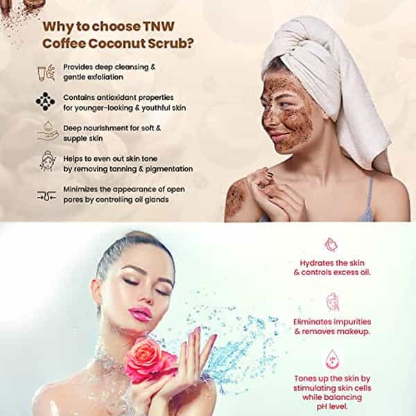 Tnw The Natural Wash Face & Skin Care Combo (Coffee Coconut Scrub + Rose Water) 300 Ml