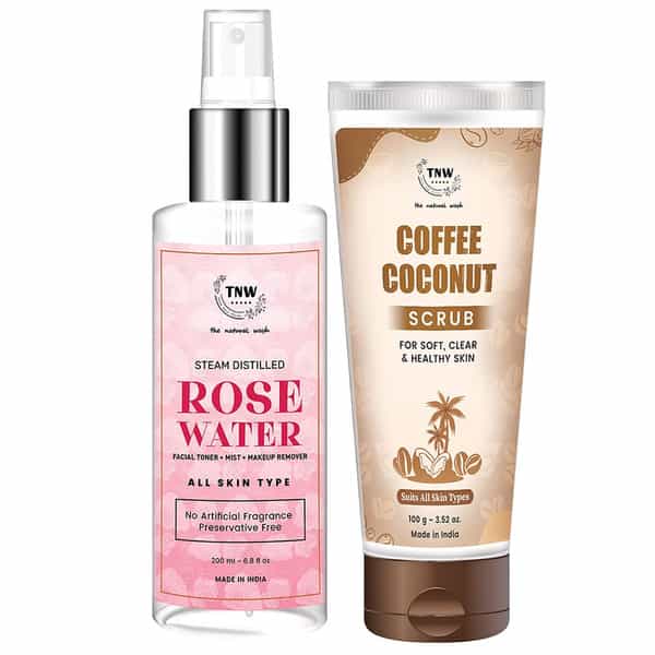 Tnw The Natural Wash Face & Skin Care Combo (Coffee Coconut Scrub + Rose Water) 300 Ml
