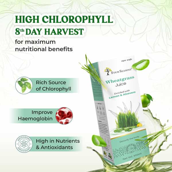 Four Seasons Wheatgrass Juice 500Ml | Superfood For Live Detox | Weight & Cholesterol Management