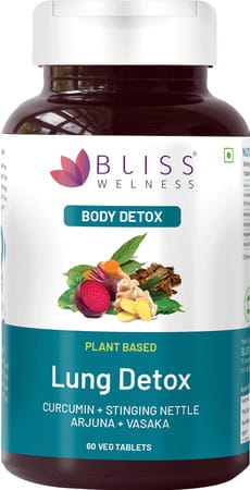 Bliss Welness Lung Detox |Cleanse Respiratory Support Toxin Removal For Smokers- 60 Veg Tablets